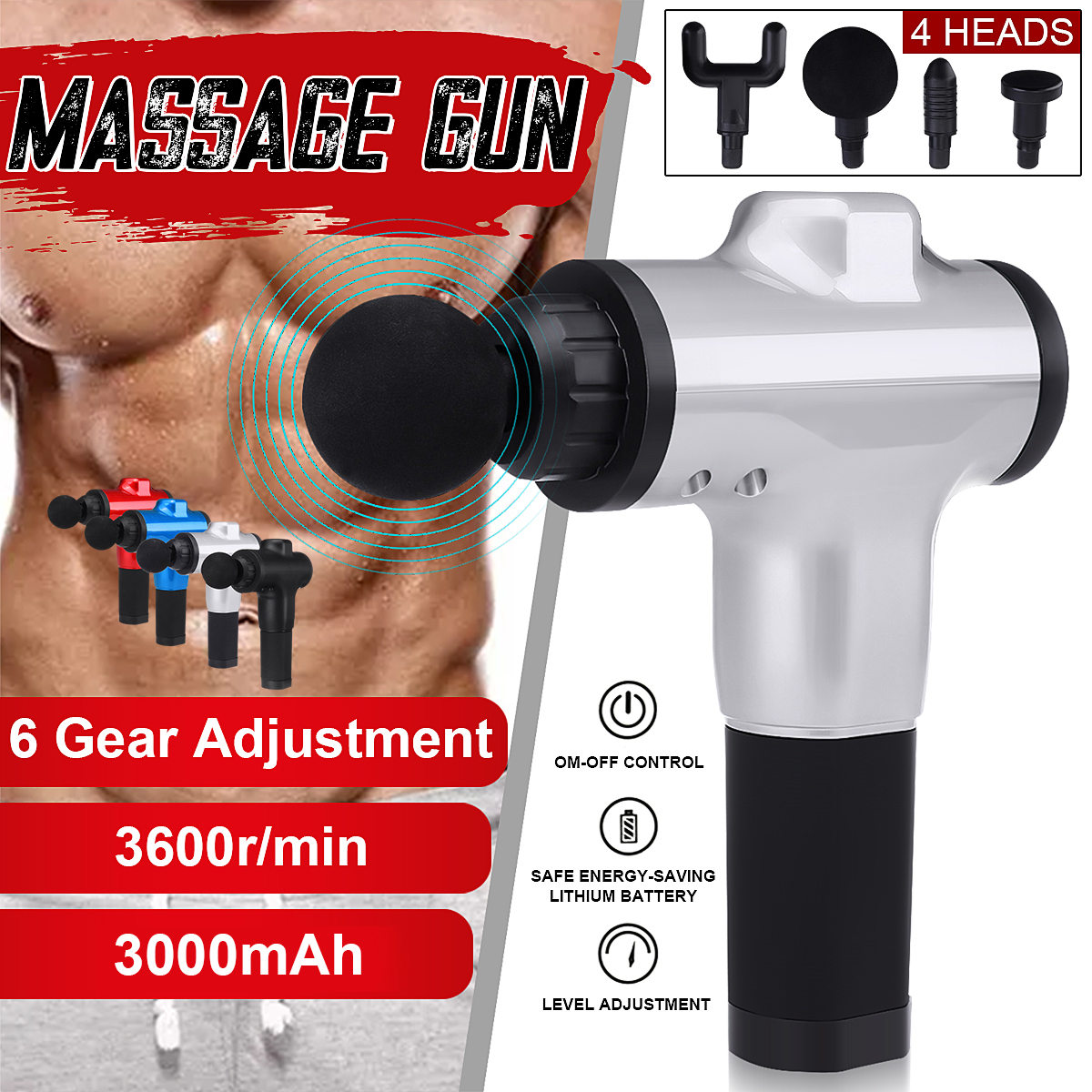 3600rmin6SpeedMuscleReliefMassageTherapyVibrationGunDeepTissueElectricMassagerPercussionMassagerDevi-1602698